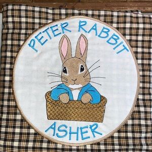 Personalized Peter Rabbit appliqué embroidery handmade 10.5” sew iron on patch